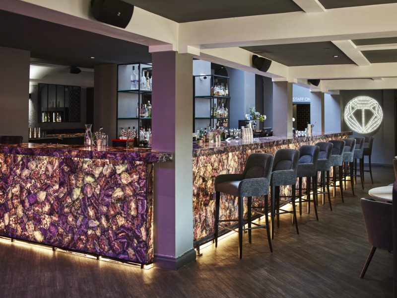 The luminous purple bar at Cognito Japanese restaurant in Lincoln